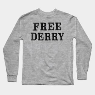 Free Derry / Vintage-Style Faded Typography Design (White) Long Sleeve T-Shirt